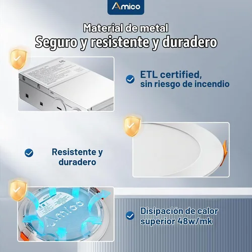 Vista 6 de Amico Paquete de 6 luces LED empotrables de 3 pulgadas con caja de Blanco