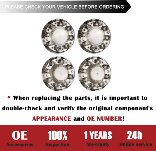Vista 6 de TQPONLY Tapa central cromada de doble rueda Compatible con accesorios Dodge Ram 3500 2011-2018 Llanta de aleación de 1 tonelada DRW 8 Lug 10