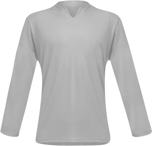 Vista 3 de DuDubaby Camiseta de manga larga con cuello en V para hombre, casual, color sólido, cuello en V, camiseta de manga larga para caballeros