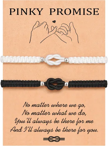 Vista 8 de UNGENT THEM - Pulseras Pinky Promise para parejas con nudo; juego de pulseras para aniversario, Navidad, San Valentín; regalos "I Love You