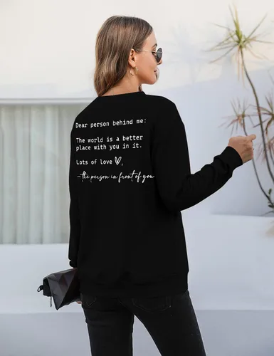 Vista 3 de JINTING Eres Suficiente Sudadera para Mujeres Salud Mental Querida Persona Detrás de Mí Sudadera con Capucha Camisa Top Inspirador Pullover