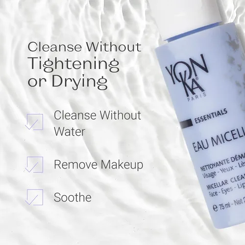 Vista 2 de Yonka Eau Micellaire Travel Size Agua micelar y desmaquillante limpiador Lavado facial suave con rosa y manzanilla para eliminar impurezas e