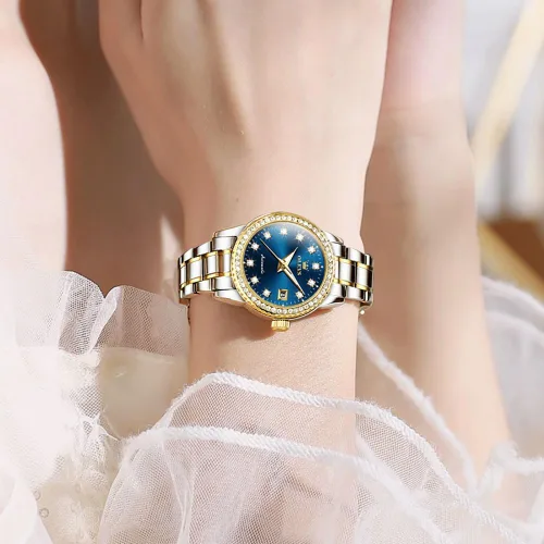 Vista 4 de OLEVS Reloj automático para mujer, de lujo, con diamantes de lujo, cuerda automática, impermeable, fecha luminosa
