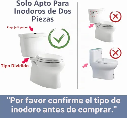 Vista 6 de Kit de reparación de inodoro de 2 pulgadas dentro del tanque con doble válvula de descarga, incluye válvula de llenado ajustable y botón cromado