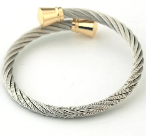Vista 5 de CHRAN Pulsera trenzada de acero inoxidable de plata 7.4