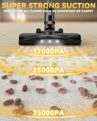 Vista 5 de Aspiradora inalámbrica de 350 W para batería Dewalt, aspiradora ligera sin escobillas de 35 kPa con succión de 3 modos, aspiradora de palo 6 en 1
