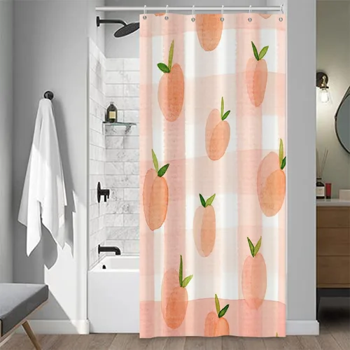 Vista 5 de Cortina de ducha de frutas de melocotón rosa para baño femenino de 72