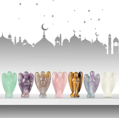 Vista 5 de Artistone Estatuas y figuras de ángel de cristal de amatista, bolsillo de gemas talladas, piedra curativa de ángel de la guarda, regalos