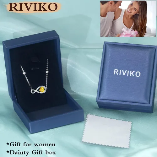 Vista 5 de RIVIKO Pulsera con símbolo de corazón infinito para mujer, pulseras grabadas de plata de ley 925 con circonita, eslabones ajustables, cumpleaños