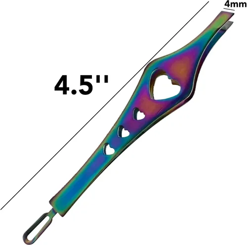 Vista 3 de Pinzas de doble punta 2 en 1 de arco iris, pinzas de precisión inclinadas afiladas para cejas y depilación encarnada, herramienta para el cuidado