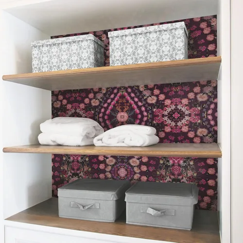 Vista 3 de Mr. Kate Papel tapiz de flores secas Kaleidoscope Peel and Stick, RMK12320RL, rosa, morado