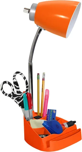 Vista 8 de Simple Designs LD1094-WHT - Lámpara de escritorio todo en uno de cuello de cisne de 18.5 pulgadas con soporte para iPad, soporte para libros y Blanco