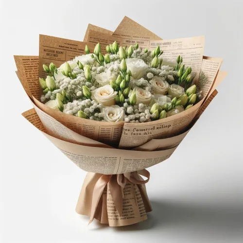 Vista 3 de RUSPEPA 20 hojas de papel de regalo para flores de periódico Kraft, papel reversible para ramos florales, diseño de papel de noticias Kraft