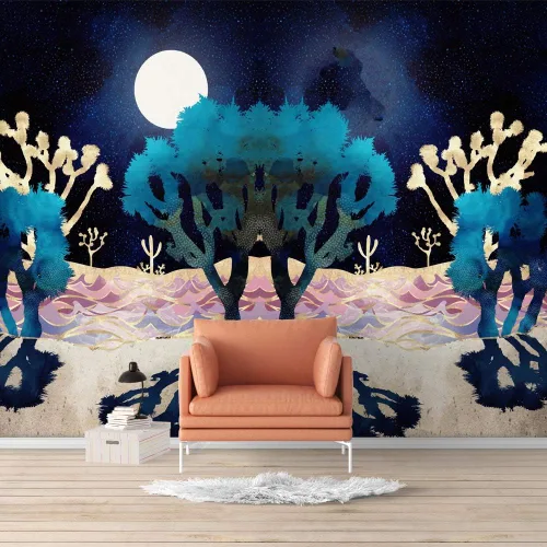 Vista 26 de SIGNFORD - Mural de pared de estilo nórdico con papel tapiz de paisaje natural extraíble para dormitorio o sala de estar.