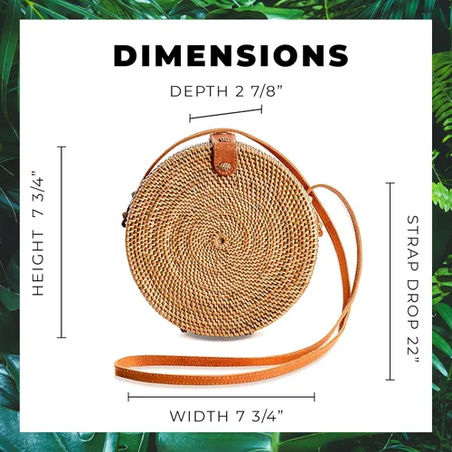 Vista 4 de Bolsas de ratán para mujer Bolso tejido de mimbre hecho a mano con círculo, bolsa bohemia Bali