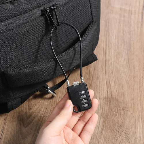 Vista 8 de 2 candados de combinación de 4 dígitos de diseño compacto reiniciables con cable de 7 pulgadas de largo, cables de acero inoxidable duraderos