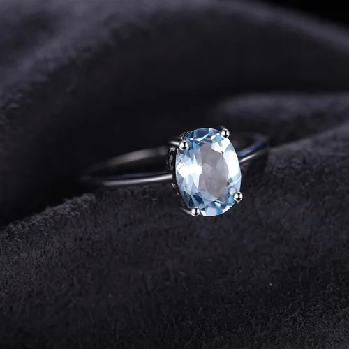 Vista 3 de JewelryPalace Anillos de compromiso solitarios de plata de ley 925 chapados en oro de 14 quilates con piedra natal de topacio azul citrino y piedras