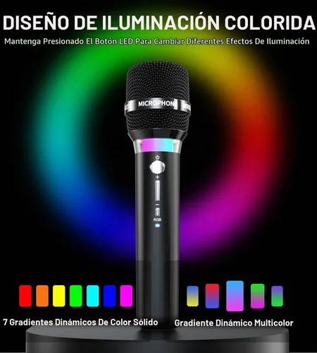Vista 3 de Micrófono inalámbrico, micrófonos inalámbricos recargables con conexión de chip uno a uno y luces LED, duración de 40 horas, recepción de rango