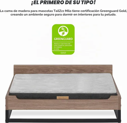 Vista 3 de Milo - Cama elevada de madera para perros con colchón de espuma suave, tamaño pequeño