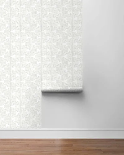 Vista 5 de NextWall Papel pintado Zen Geometric Peel and Vinyl Stick (Lunar Rock & Metallic Pearl) - Uno