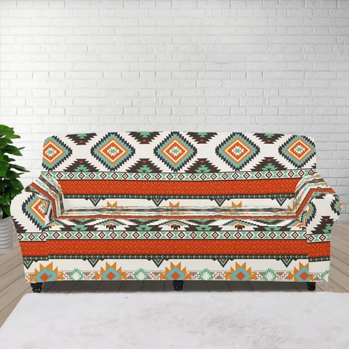 Vista 30 de Funda de sofá de Seater, estilo bohemio, antiarañazos, diseño tribal navajo, nativo americano, diseño tribal, funda de sofá, lavable, elástica
