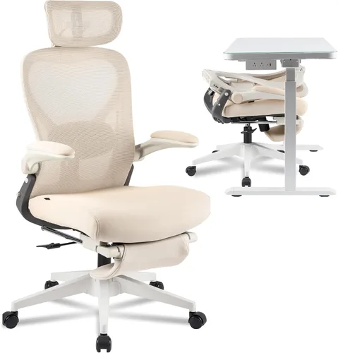 Vista 13 de FLEXISPOT Foldex - Silla de oficina ergonómica, silla plegable para espacios pequeños con soporte lumbar, reposabrazos abatibles, reposacabezas 3D