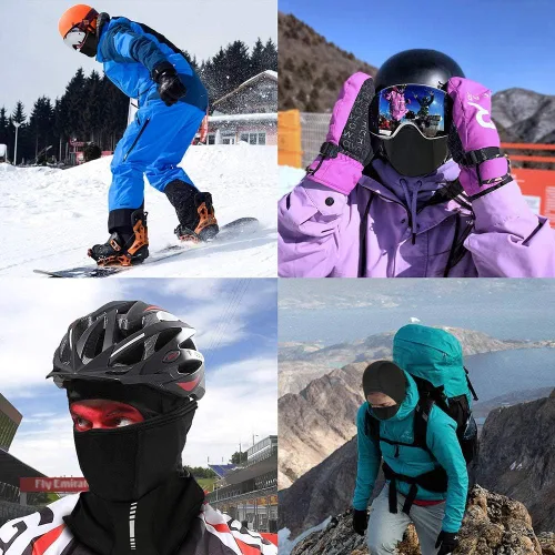 Vista 6 de Pasamontañas para invierno, forro polar, máscara térmica de esquí, resistente al viento, a prueba de polvo, transpirable, bandana para snowboard