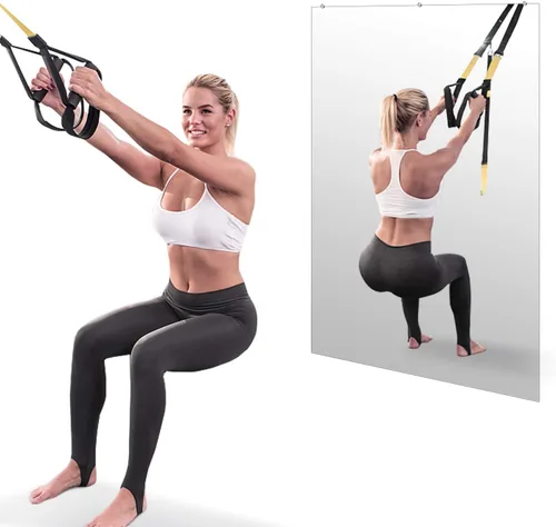 Vista 3 de Espejo de actividad de gimnasio montado en la pared para gimnasia, yoga, fitness, baile-48 x 32 pulgadas (3)