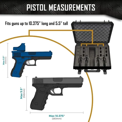 Vista 8 de Estuche para pistola Doro para 4 pistolas 12 con inserto de espuma MyCaseBuilder personalizado, impermeable, resistente, armas de fuego tácticas
