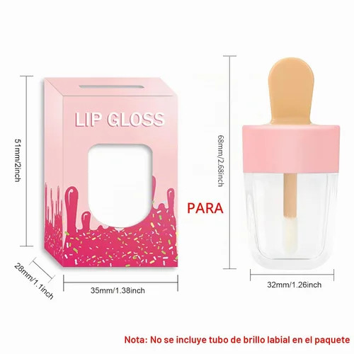 Vista 2 de Paquete de 15 cajas de brillo de labios rosas, tubos vacíos con forma de helado Boxes