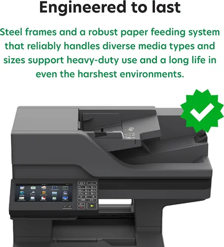 Vista 8 de Lexmark MX721ade Impresora láser monocromática, dúplex integrado, pantalla táctil a color de 7 pulgadas, Energy Star, Volumen de página mensual