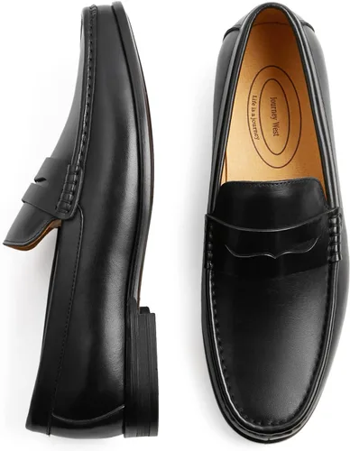 Vista 3 de Journey West Mocasines Penny para hombre con cuero genuino vestido de negocios sin cordones en mocasines para hombres