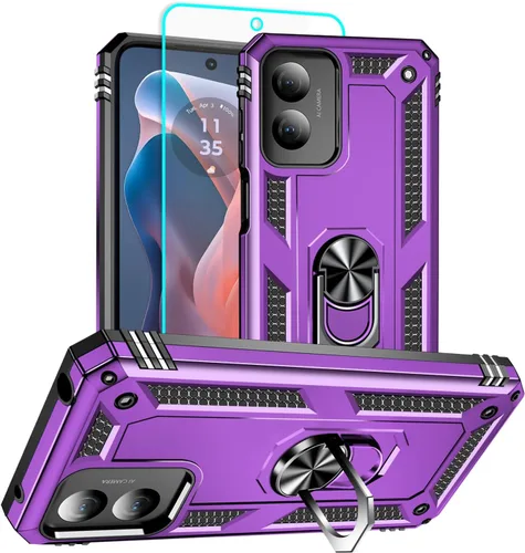 Vista 34 de HNHYGETE Funda para Motorola Edge 2025 con protector de pantalla: soporte giratorio de grado 360° (antideslizante) protección contra caídas y golpes