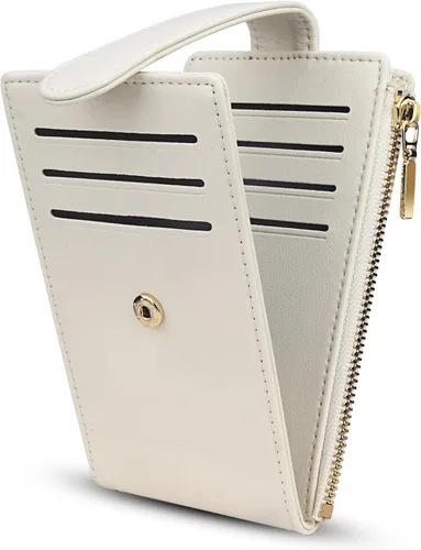 Vista 15 de FUNTOR - Carteras pequeñas para mujer, soporte delgado y plegable para tarjetas de crédito con bolsillo para monedas con cremallera, A: Negro