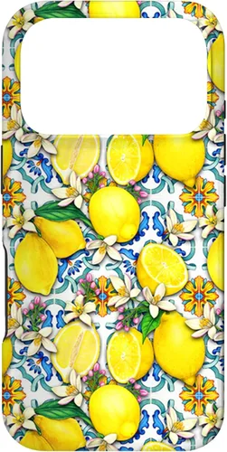 Vista 30 de Citrus Fruit Lemons Blue Tile Gardencore Farmcore Pattern Case for iPhone 17