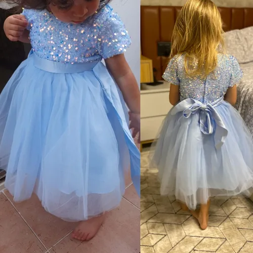 Vista 3 de NNJXD Vestido de princesa para niña, vestido de tul para fiesta de boda