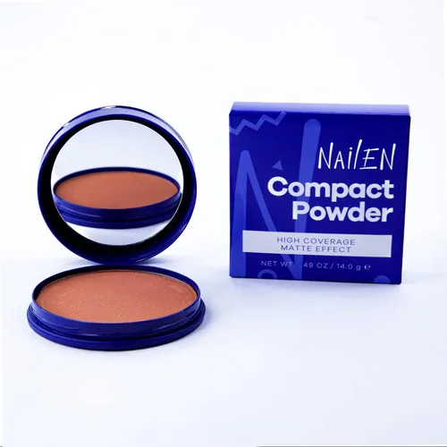 Vista 2 de Nailen Base de maquillaje compacta en polvo con acabado mate, control de brillo, cobertura completa, ideal para todo tipo de piel y aspecto de cara