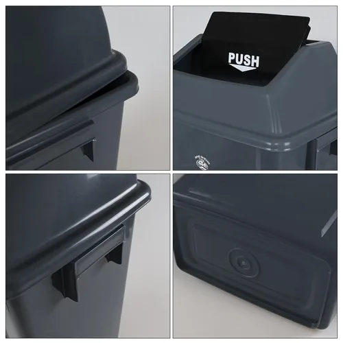 Vista 3 de Paquete de 4 cubos de basura de plástico de 13 galones con tapas, cubo de basura gris grande