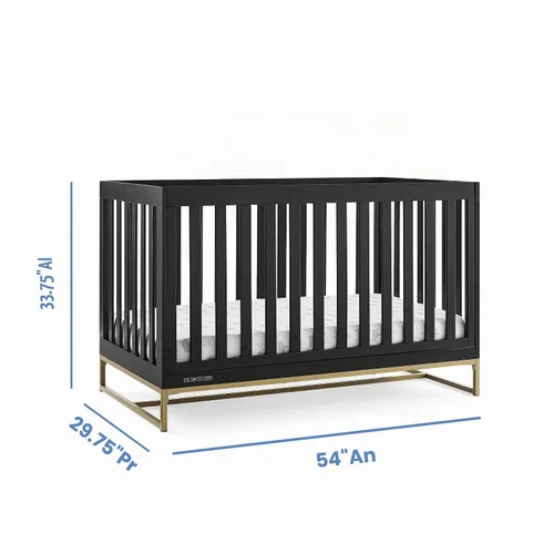 Vista 5 de Delta Children Jade Cuna convertible 4 en 1 - Certificado Greenguard Gold, Ébano/Bronce bronce (Ebony/Bronze)