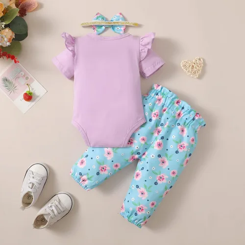 Vista 3 de Conjunto de ropa para bebé recién nacido, conjunto de pantalón floral, ropa de algodón para niñas