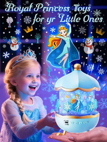 Vista 6 de Juguetes Frozen, luz nocturna de 15 músicas+16 películas+315 colores para niños, proyector de estrellas inalámbrico de 360°+control remoto
