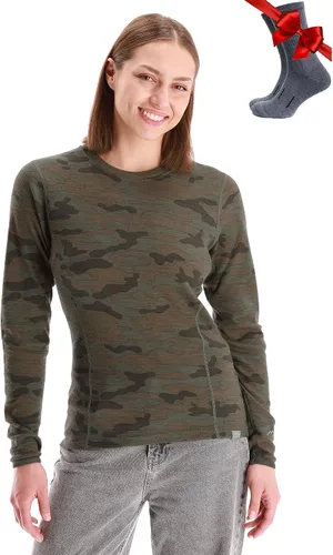Vista 37 de 100% lana merino capa base mujer - camisa térmica de manga larga con 165 gris carbón
