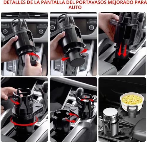 Vista 3 de Expansor de Portavasos para Automóvil 2 en 1 Extensor Adaptador de Portavasos Multifuncional para Automóvil con Base Ajustable Compatible con Hydro