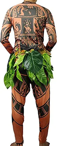Vista 3 de Familia coincidencia de los hombres de los niños de manga larga Moana Maui tatuaje camiseta Topspantaloneshojas falda Halloween Cosplay Trajes