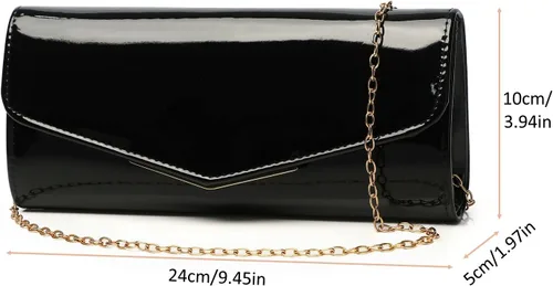 Vista 4 de Bolso de mano de cuero de charol para mujer, elegante bolso cruzado para el hombro, bolso para Navidad, boda, fiesta, baile de graduación