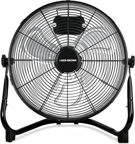 Vista 9 de KEN BROWN Ventilador de piso de alta velocidad de 20 pulgadas, ventilador de caja de 5 cuchillas de aluminio con 3 velocidades, 4650 CFM