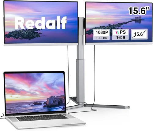 Vista 11 de Extensor de pantalla para laptop, monitor portátil FHD 1080P IPS de 14 pulgadas para laptop, ultrafino de 0.17 pulgadas y 1.3 libras, pantalla dual
