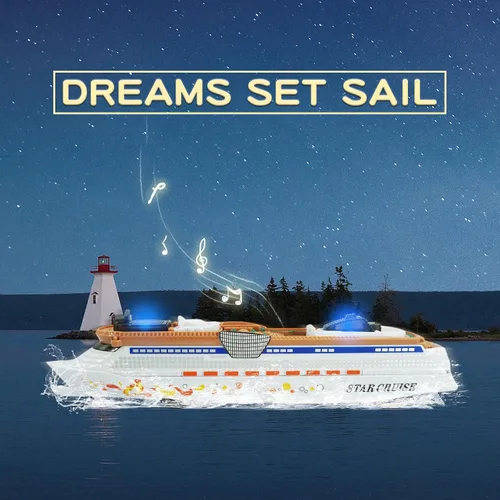 Vista 2 de OTONOPI Modelo de Buque de Crucero Juguete Transatlántico Barco de Juguete con Luz y Sonido para Niños, Niños Pequeños, Niños, Niñas, Adultos Edad