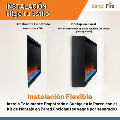 Vista 5 de SimpliFire Chimenea eléctrica lineal Allusion Platinum de 50 pulgadas (SF-ALLP50-BK)