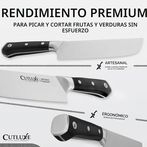 Vista 2 de Cutluxe Cuchillo Nakiri, cuchillo vegetal de 7 pulgadas para picar, cortar